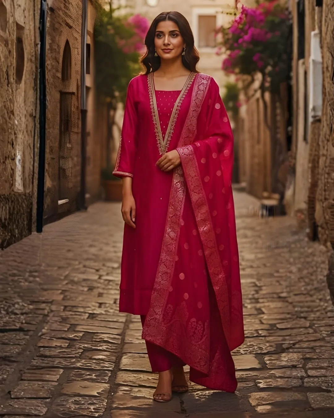 Rani Rose Embroidered Kurta Set