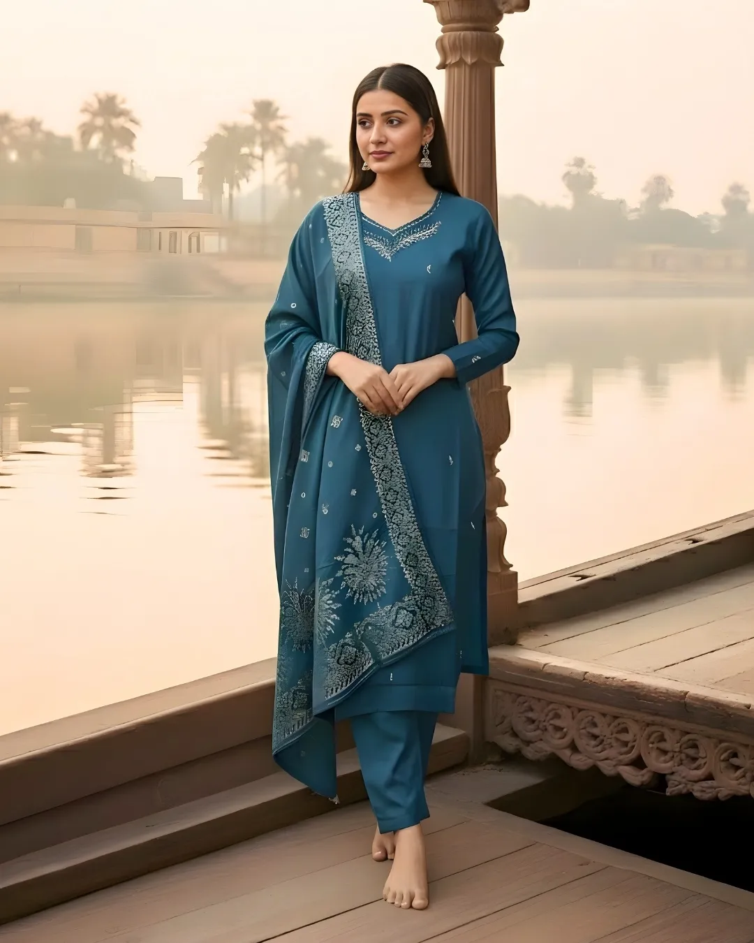 Blue Serenity Embroidered Kurta Set