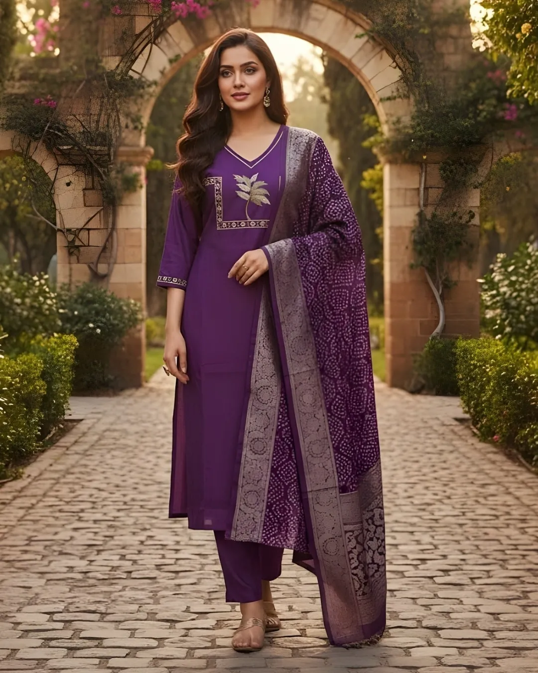 Royal Violet Embroidered Kurta Set